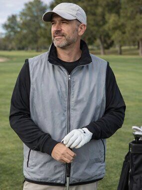 PROSPIRIT Men's Wind Rain Sleeveless Zip Gray & Black Golf Vest, XXL